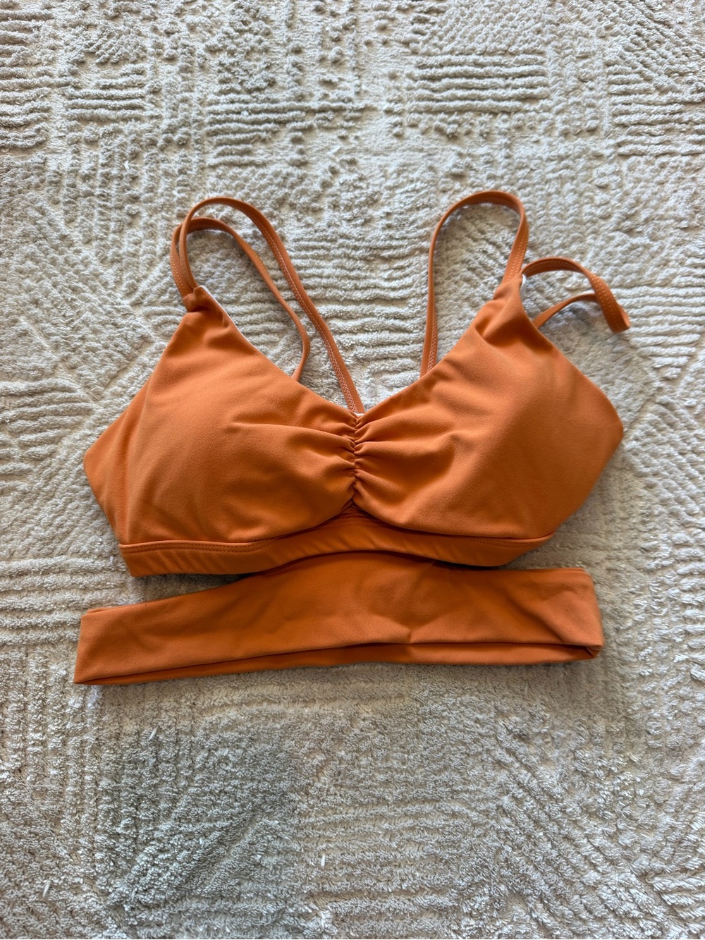 NVGTN Revolve Bra Burnt Orange Ruched Wrap Sports Bra XS
